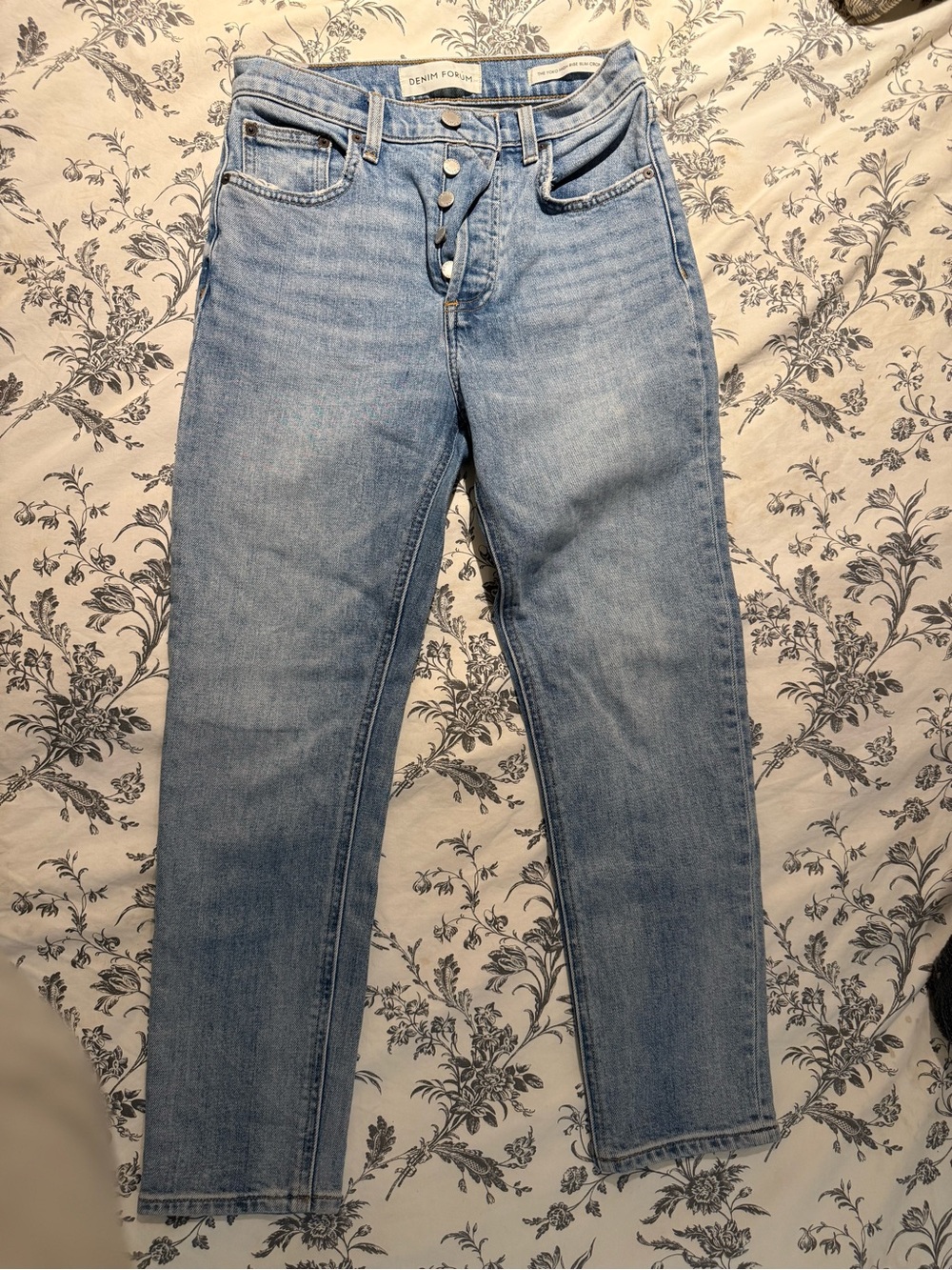 Denim Forum Light Blue Straight-Leg High-Rise Jeans